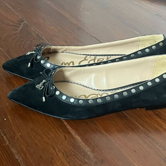 Sam Edelman Black Suede Pointed Toe Ballet Flats, Size 7 - Picture 7 of 9